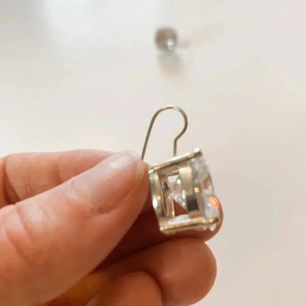 Big Bling Faux Diamond Earrings - Picture 5 of 12